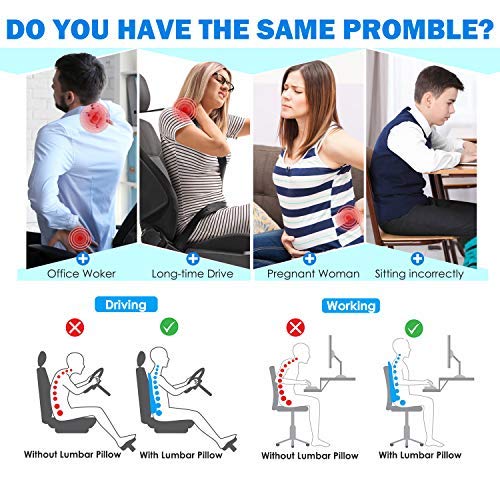 - SUPA MODERN | Lumbar Support Pillow for Office Chair | Memory Foam Back Cushion -