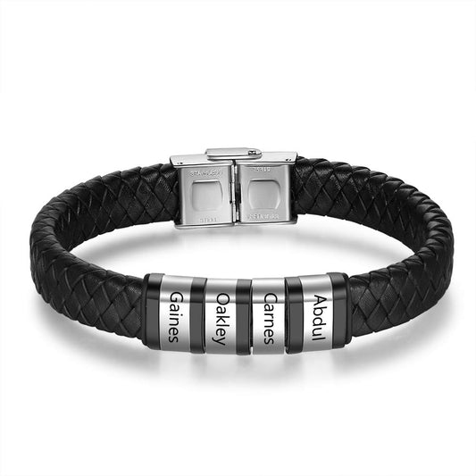 - Glooraca Personalised Mens Name Bracelets | Custom Braid Leather Bracelet For Men -