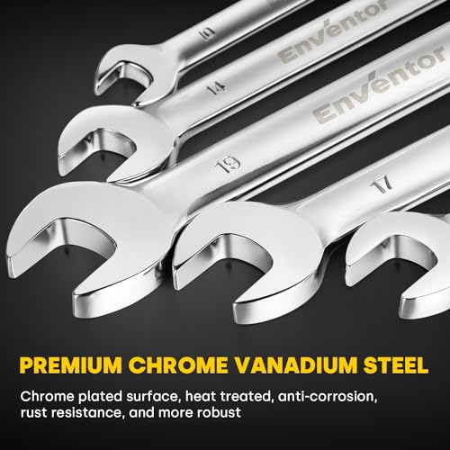 - Enventor 14PCS Flex-Head Ratchet Spanner Set | Metric, 6mm to 19mm Ratcheting Combination Wrench Set with Carry Case -