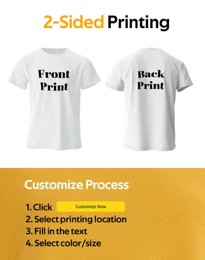 Custom T Shirt for Men Women Design Your Own Front Back Print Personalized T Shirts