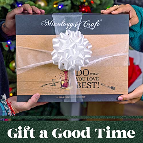 - Mixology & Craft Cocktail Shaker Set | 11-Piece Cocktail Making Set w/Shaker & Rustic Wooden Stand -