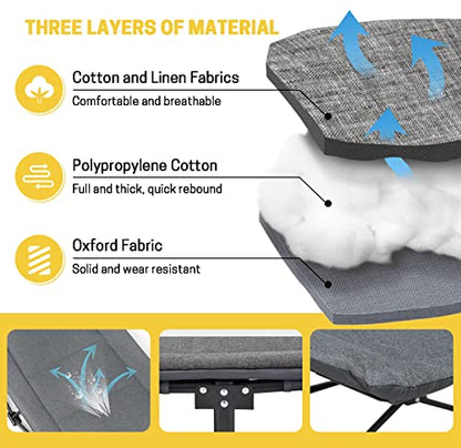 ATORPOK SHOP Camp Beds for Adults with Cushion and Pillow, Portable Travel Camping Cot for Sleeping, Lightweight Tent cot with Carry Bag Supports 450 lbs (Gray)