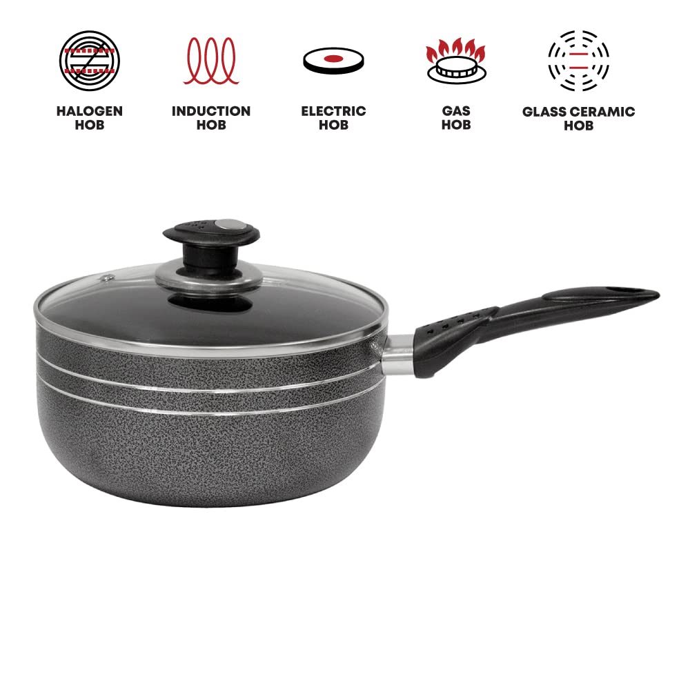 - SQ Professional UNA Non-Stick Aluminium Essential Kit | 3pc Saucepan & Frying Pan Set -