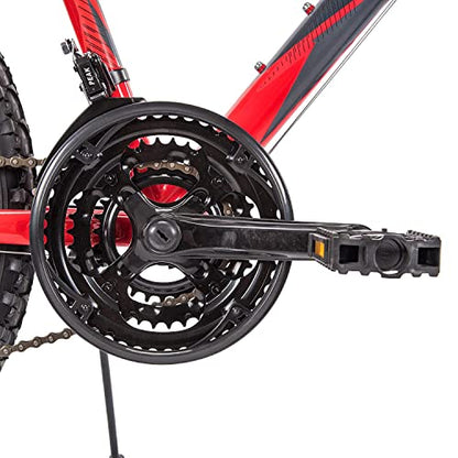 - Huffy Stone Mountain Kids | 24 Inch Wheel | 21 Speed | Hardtail Red Mountain Bike -