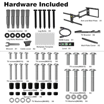 - FORGING MOUNT Long Reach TV Wall Bracket Mount | Swivel Tilt Corner TV Bracket |  765mm long Arm for Corner/flat Installation | Fits 37 to 75" Flat/curve TVs | VESA 600x400mm | Holds up to 45kg -