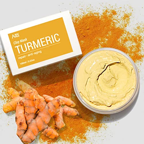 ANAiRUi Turmeric Vitamin C Face Mask with Turmeric and Kaolin Clay - Clay Mask for Radiant Skin, Oil Balance, Cleansing Pores - Beauty Face Mask, Skincare, 120g