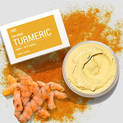 ANAiRUi Turmeric Vitamin C Face Mask with Turmeric and Kaolin Clay - Clay Mask for Radiant Skin, Oil Balance, Cleansing Pores - Beauty Face Mask, Skincare, 120g