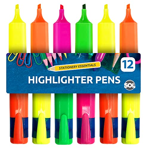 - SOL 12pk Highlighters | Chisel Tip Marker Pen | Highlighter Pens Multipack -