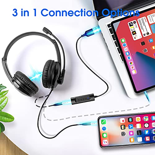 - USB Headset with Microphone for PC Laptop -
