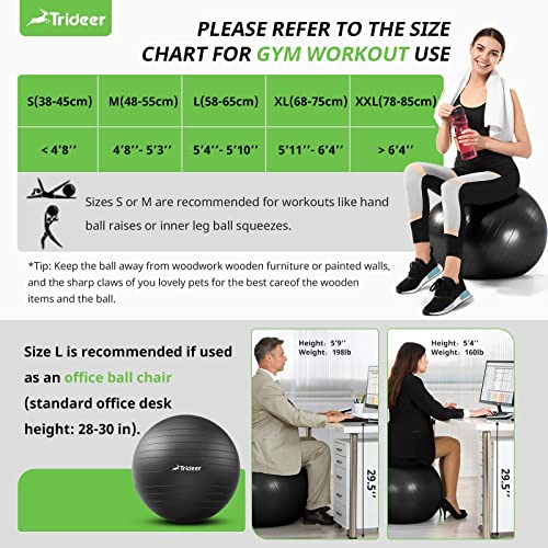 - Trideer Exercise Ball & Yoga Ball | 6 Sizes | Pregnancy Ball for Maternity -