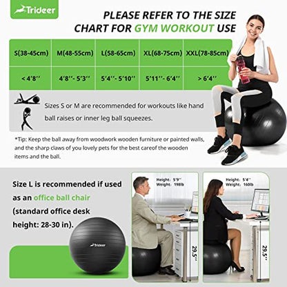 - Trideer Exercise Ball & Yoga Ball | 6 Sizes | Pregnancy Ball for Maternity -