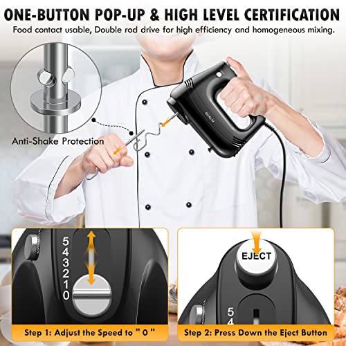 - GUALIU Hand Mixer | Electric | Kitchen Whisk | Control Speed+5 Speed -