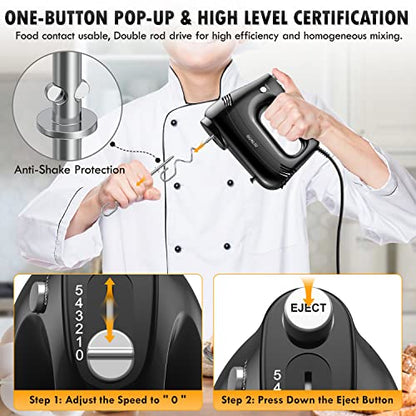 - GUALIU Hand Mixer | Electric | Kitchen Whisk | Control Speed+5 Speed -