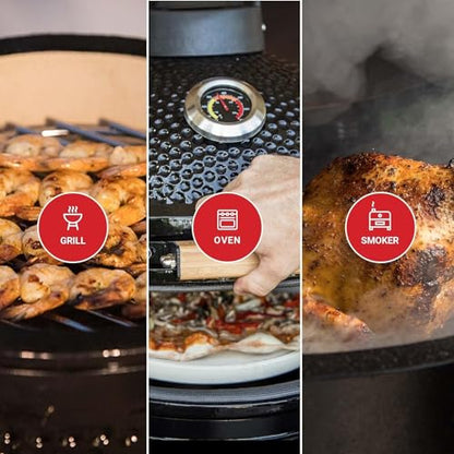 - KAMADO BONO Ceramic BBQ Grill | 15" Minimo | Kamado BBQ Charcoal Grill -