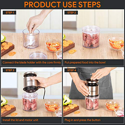 - Mini Meat Grinder | Homeasy Mini Food Processor | Food Grinder | 600ml Stainless Steel -