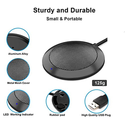Conference USB Microphone, Computer Desktop Mic with LED Indicator, TKGOU Plug & Play Omnidirectional Condenser PC Laptop Mics for Online Meeting,Class,Skype,Recording,Chatting,Zoom,(Windows/Mac OS X)