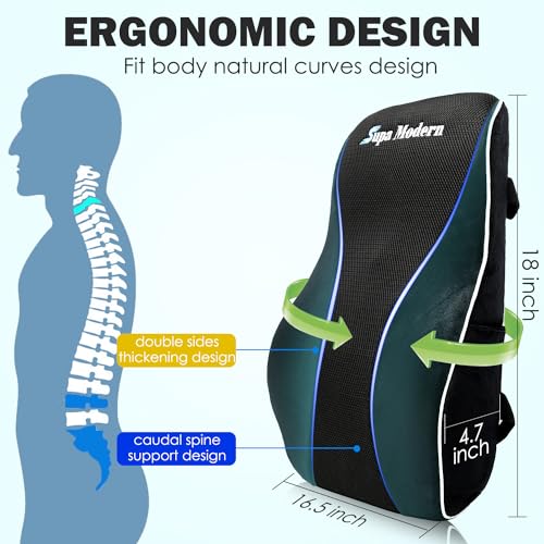 - SUPA MODERN | Lumbar Support Pillow for Office Chair | Memory Foam Back Cushion -