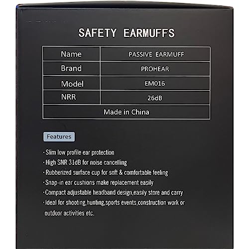 - PROHEAR 016 Ear Defenders for Shooting | Noise Reduction Slim Passive Hearing Protector -