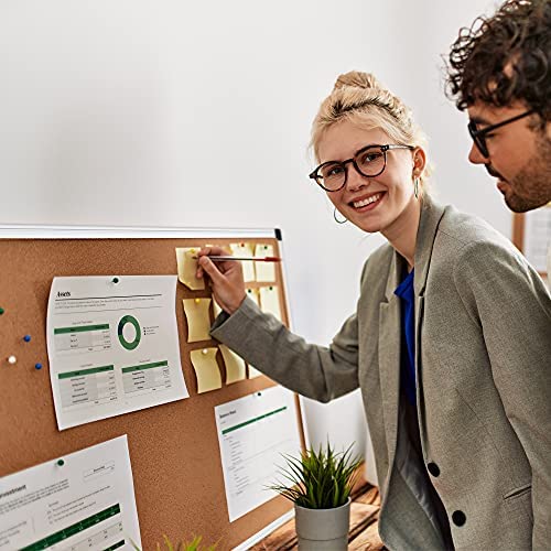 Amazon Basics Aluminum Frame Cork Notice Rectangular Board, 90cm x 60cm, Silver