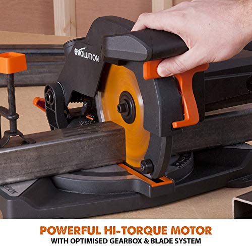 - Evolution Power Tools R210CMS Compound Mitre Saw | Multi-Material Cutting TCT Blade -