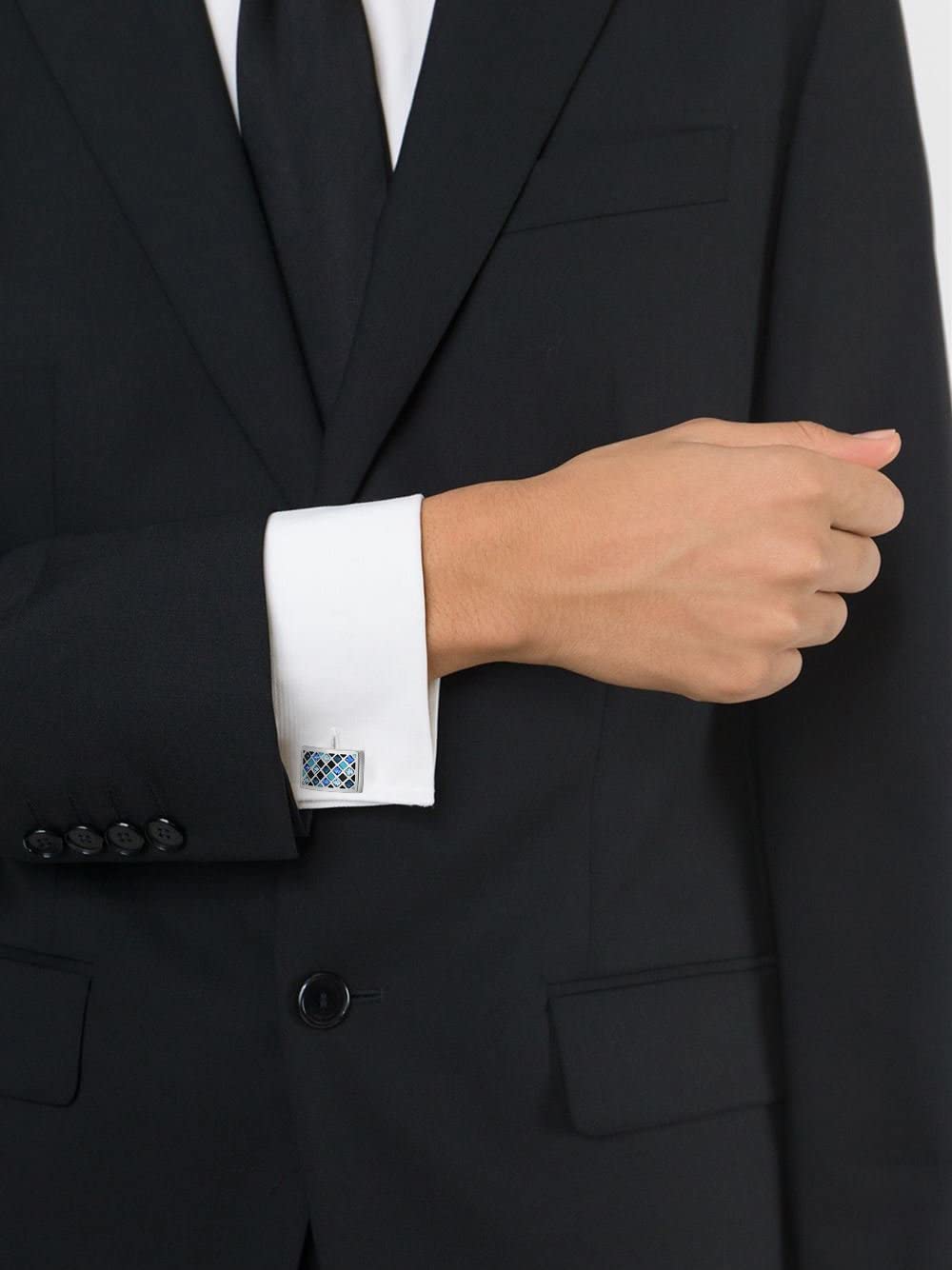 Crystal Cufflinks, Mr.Van Elegant Crystal Cufflinks Classic Fashion Rectangle Glimmering Cuff Links Set for Men's Business Wedding Party with Gift Box Elegant Style Blue