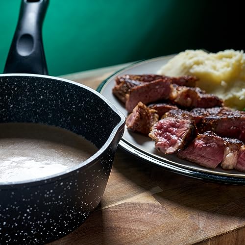 Blackmoor 66120 Classic 16cm Milk Pan/Non-Stick Coating/Cool Touch Handle/Features Unique Pouring Lip/Suitable for Induction, Gas & Electric Hobs/Black Colour