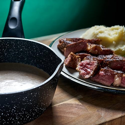 Blackmoor 66120 Classic 16cm Milk Pan/Non-Stick Coating/Cool Touch Handle/Features Unique Pouring Lip/Suitable for Induction, Gas & Electric Hobs/Black Colour