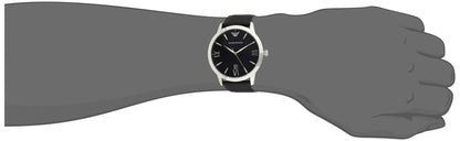 - Emporio Armani Watch for Men | Three Hand Date Movement | 43 mm Silver Stainless Steel Case with a Leather Strap | AR11210 -
