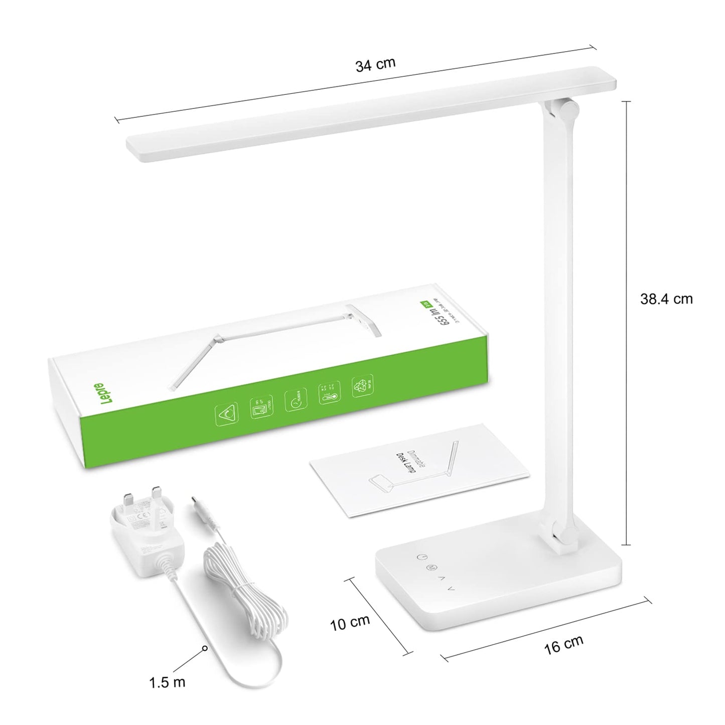 - Lepro LED Desk Lamp | 5 Brightness Levels x 3 Colour Mode |Touch Control Daylight Lamp -