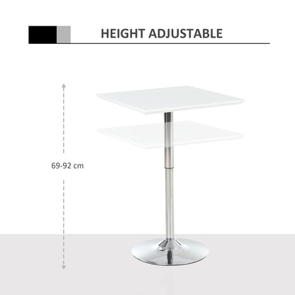 - HOMCOM Square Height Adjustable Bar Table Counter Pub Desk | With Metal Base For Home Bar -