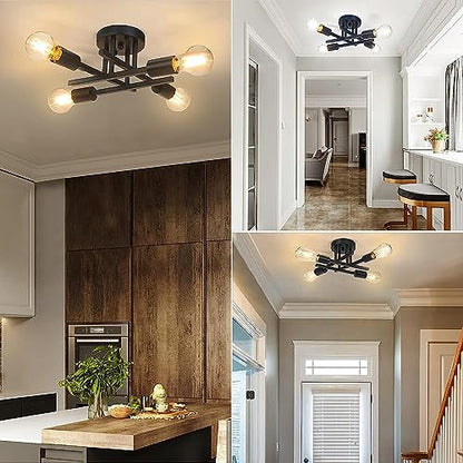 - Licperron Vintage Ceiling Light | Vintage Semi Flush Mount | 4 Light Ceiling Light -