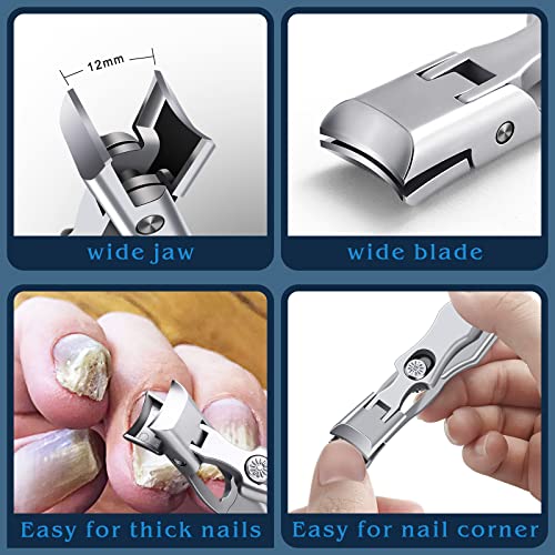 2024 New Nail Clippers for Thick Nails - DRMODE Wide Jaw Opening Nail Clippers with Catcher,Large Toenail Clippers Heavy Duty Nail Cutter with Sharp Curved Blade for Men Senior