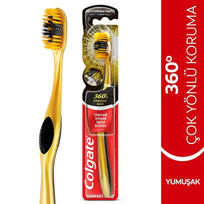 COLGATE 360 Degree Charcoal Soft Toothbrush 100 g, Gold, 1 Count
