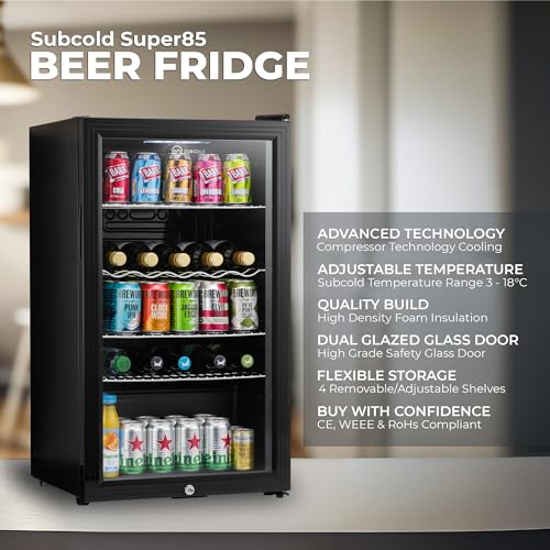 - Subcold Super85 LED | Under-Counter Fridge | 85L Beer, Wine & Drinks Fridge -
