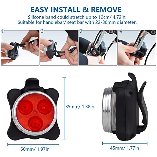 Balhvit Bike Light Set, Super Bright USB Rechargeable Waterproof Mountain Road Safety & Easy Mount LED Bicycle Lights, USB Cycling Front & Rear Light
