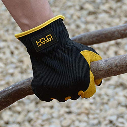 - HANDLANDY Men Leather Gardening Gloves | Utility Work Gloves for Garden & Building Work -