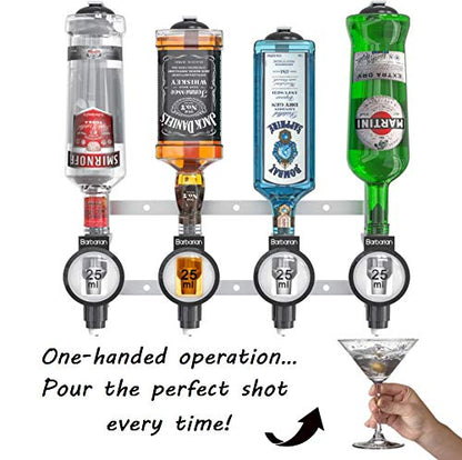 Barbarian 4/6 Bottle Optics for Spirits - Bar Butler Shot Measure Bracket Alcohol Wine Upside Down Drink Dispenser Home bar Garage Man cave (4 Bottle Professional)