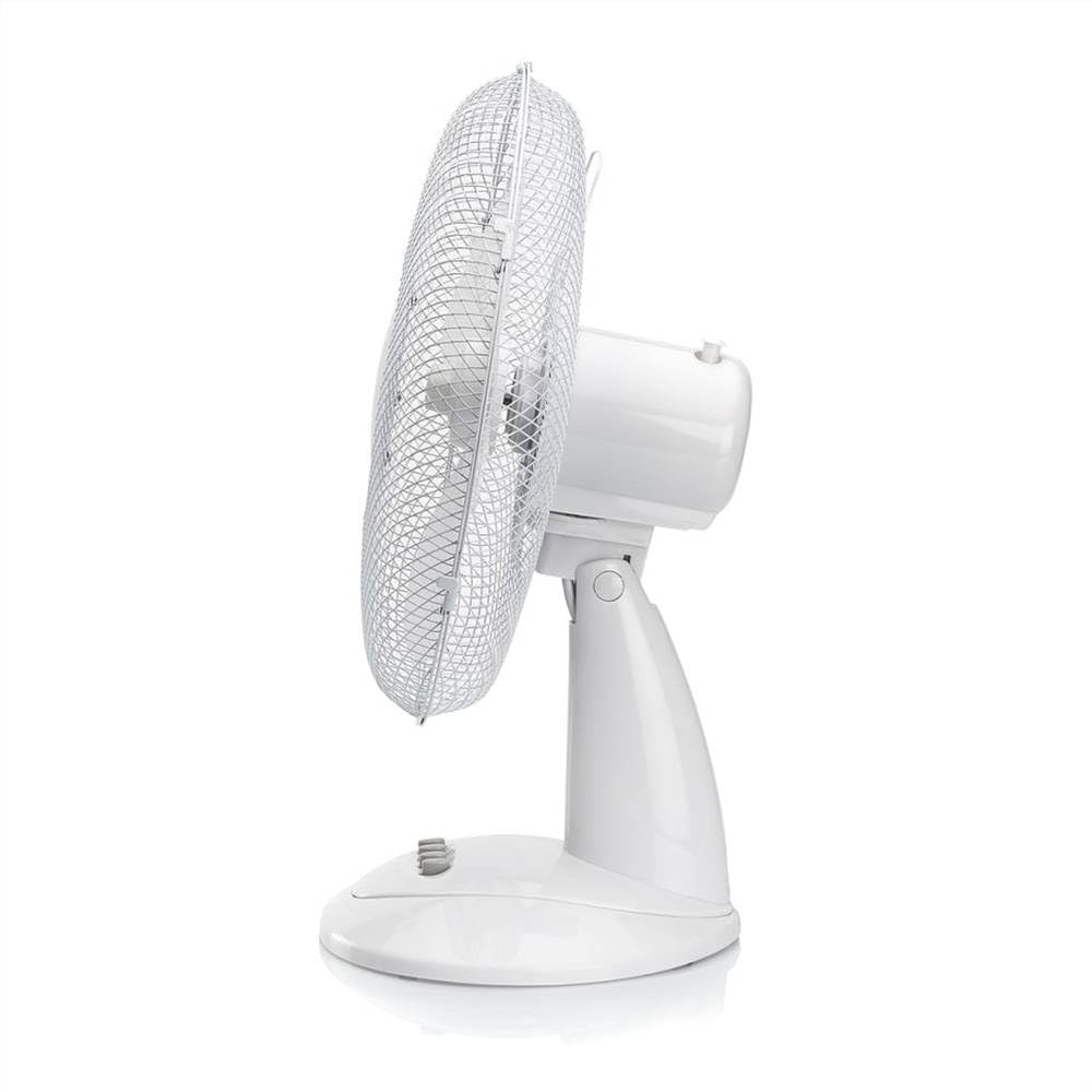 12" Inch Portable Desk Fan Lightweight 90°Oscillation 3 Speed Control 40 Watt Quiet Operation Wide-Angled Airflow Adjustable Tilt Head Table Fan Ideal for Bedroom and Office (12'' Desk Fan, White)