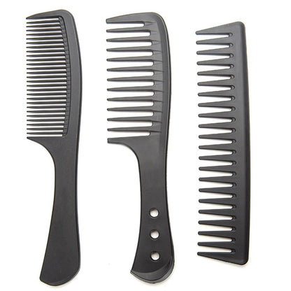 DAZISEN 3 Pieces Combs Set - Black Wide Toothed Comb Hairdressing Combs Heat Resistant Anti-static Detangling Hair Comb Cutting Combs