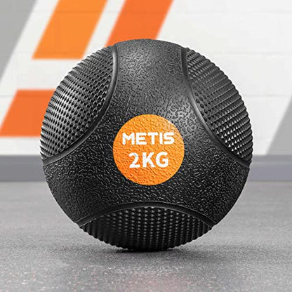 - METIS Medicine Balls – 1kg to 10kg | Home Fitness and Gym Slam Balls | High Grip Textured Rubber Finish (2kg) -