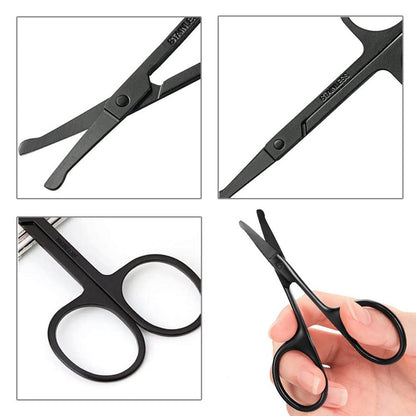 - Stainless Steel Nose Hair Scissors for Trimming Facial Hair | Ear Hair | Eyebrow | Black -