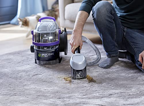 BISSELL SpotClean Pet Pro | 750W Portable Carpet Cleaner | Removes Spills, Stains and Pet Messes | includes Pet Stain Trapper Tool | Cleans Carpets, Upholstery & Car | 15588 | 2.8L | Black/Purple