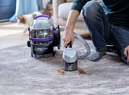 BISSELL SpotClean Pet Pro | 750W Portable Carpet Cleaner | Removes Spills, Stains and Pet Messes | includes Pet Stain Trapper Tool | Cleans Carpets, Upholstery & Car | 15588 | 2.8L | Black/Purple