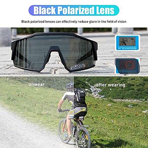 - KAPVOE Polarized Cycling Glasses With 4 Interchangeable Lenses -