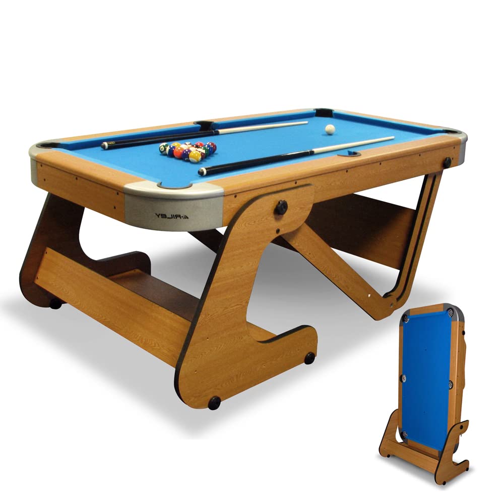 - Riley Supersize 6ft 6in Folding Pool Table with Soft-tip Dartboard | Vertical Folding Leg System with Independent Leg Levellers -