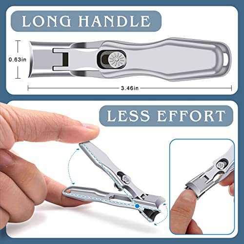 2024 New Nail Clippers for Thick Nails - DRMODE Wide Jaw Opening Nail Clippers with Catcher,Large Toenail Clippers Heavy Duty Nail Cutter with Sharp Curved Blade for Men Senior