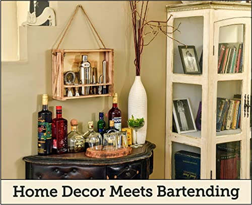 - Mixology & Craft Cocktail Shaker Set | 11-Piece Cocktail Making Set w/Shaker & Rustic Wooden Stand -