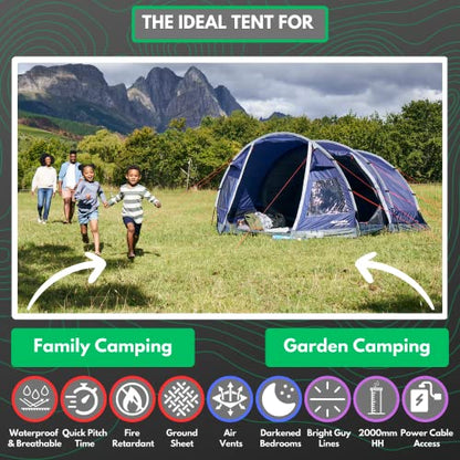 - Eurohike Rydal 500 Tent for 5 People | Darkened Bedrooms | Separate Living Area | 5 Man | Easy to Pitch -