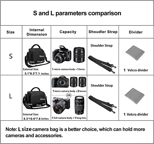 Cwatcun Camera Bag, Single Shoulder Camera Bag, Sling Crossbody Compact Camera Bag Case Compatible for Canon Nikon Sony SLR DSLR Mirrorless Cameras and Lenses Water Resistant Camera Bag Black Small