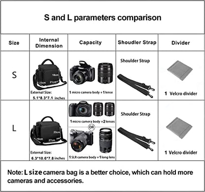 Cwatcun Camera Bag, Single Shoulder Camera Bag, Sling Crossbody Compact Camera Bag Case Compatible for Canon Nikon Sony SLR DSLR Mirrorless Cameras and Lenses Water Resistant Camera Bag Black Small